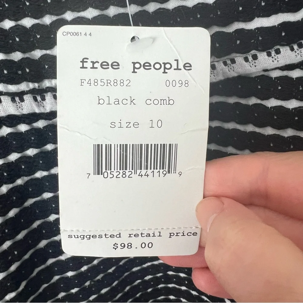 Free People NWT Black Comb Striped Mini Skirt